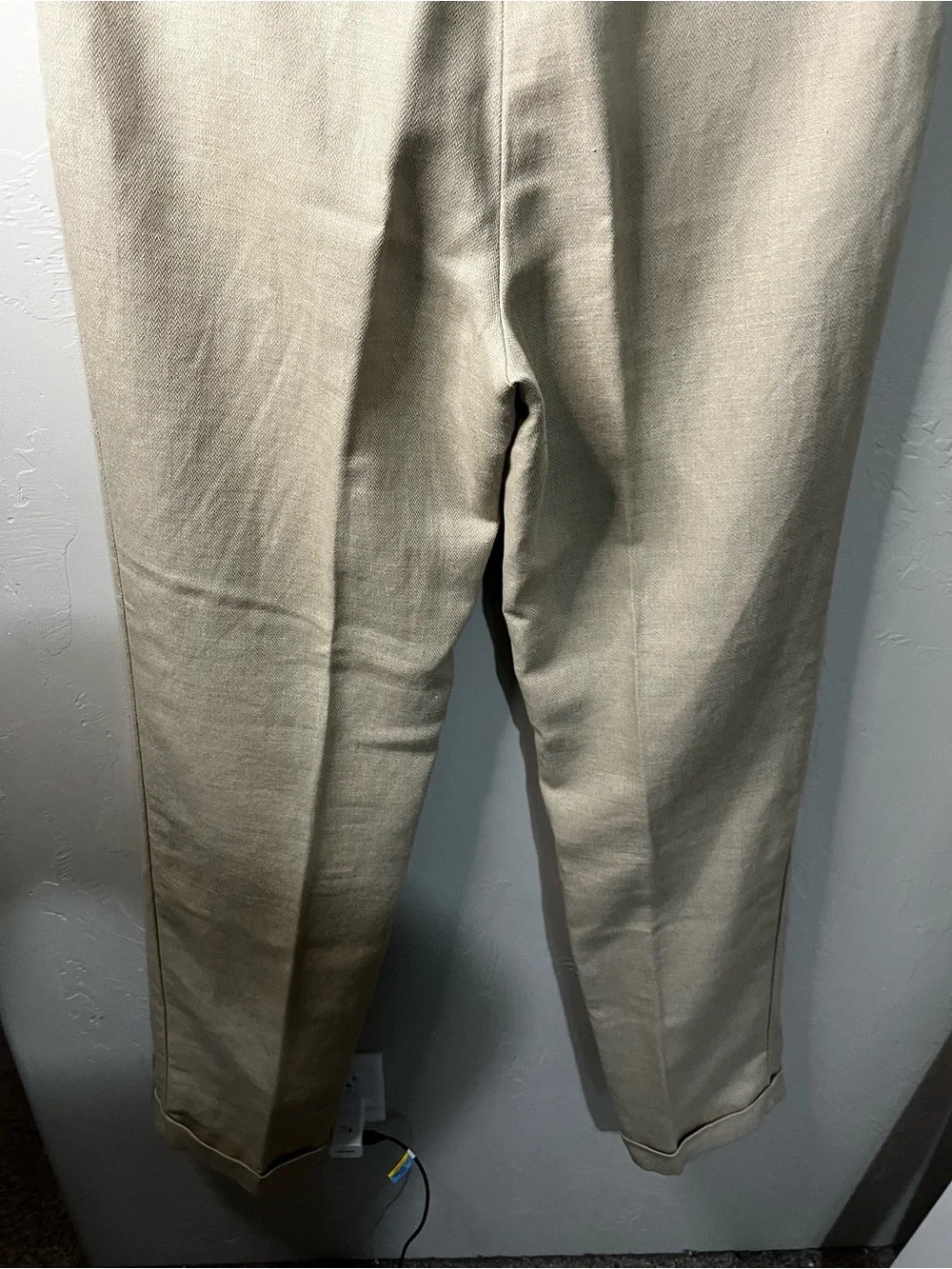 Polo Ralph Lauren Linen Cotton Pleated Cuffed Pants Beige Khaki Preppy Resort